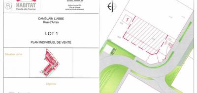 Terrain seul à Camblain-l'Abbé en Pas-de-Calais (62) de 579 m² à vendre au prix de 70900€ - 1