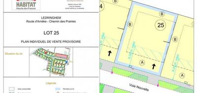 Terrain seul à Ledringhem en Nord (59) de 391 m² à vendre au prix de 54000€ - 1