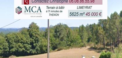 Terrain seul à Thenon en Dordogne (24) de 5625 m² à vendre au prix de 45000€