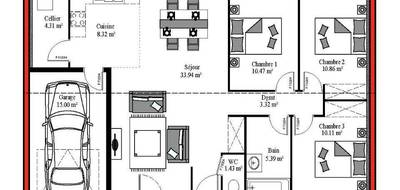 Programme terrain + maison à Belin-Béliet en Gironde (33) de 88 m² à vendre au prix de 280000€ - 3