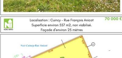 Terrain seul à Cuincy en Nord (59) de 557 m² à vendre au prix de 70000€ - 1
