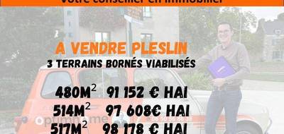 Terrain seul à Pleslin-Trigavou en Côtes-d'Armor (22) de 517 m² à vendre au prix de 98178€ - 2