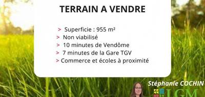 Terrain seul à Villiers-sur-Loir en Loir-et-Cher (41) de 955 m² à vendre au prix de 70000€ - 1