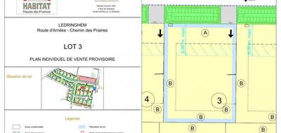 Terrain seul à Ledringhem en Nord (59) de 445 m² à vendre au prix de 61000€ - 1