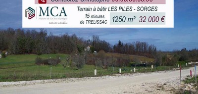 Terrain seul à Sorges et Ligueux en Périgord en Dordogne (24) de 1250 m² à vendre au prix de 32000€