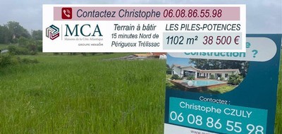 Terrain seul à Trélissac en Dordogne (24) de 1102 m² à vendre au prix de 38500€