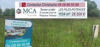 Terrain seul à Sorges et Ligueux en Périgord en Dordogne (24) de 1134 m² à vendre au prix de 26500€