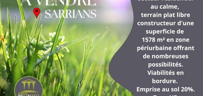 Terrain seul à Sarrians en Vaucluse (84) de 1578 m² à vendre au prix de 208000€