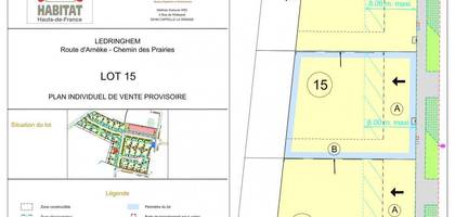 Terrain seul à Ledringhem en Nord (59) de 420 m² à vendre au prix de 64500€ - 2