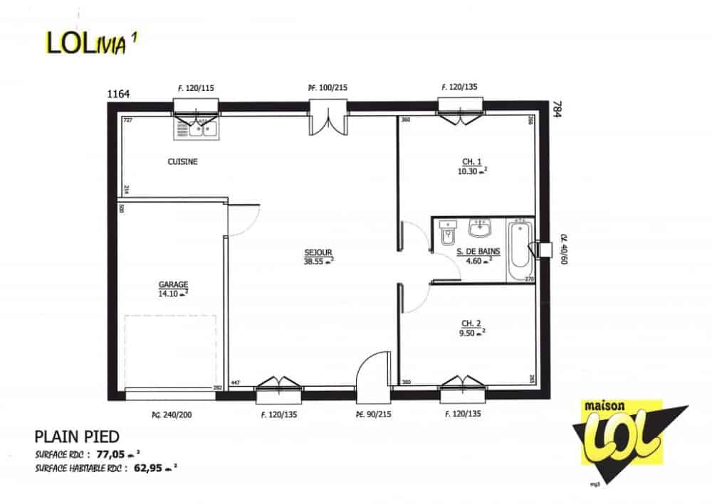 plan 2d maison plain pied