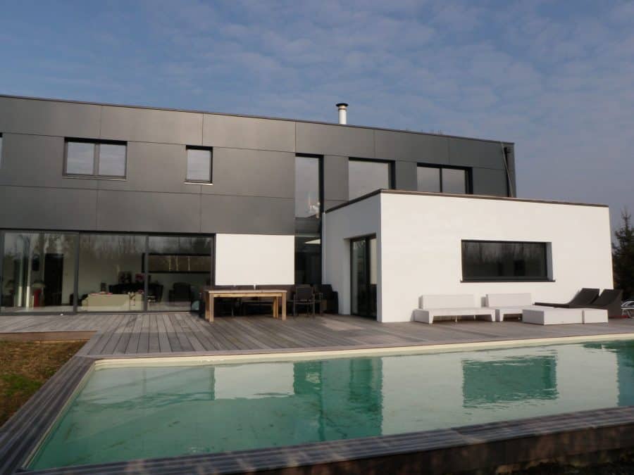 maison bois avec piscine destombes