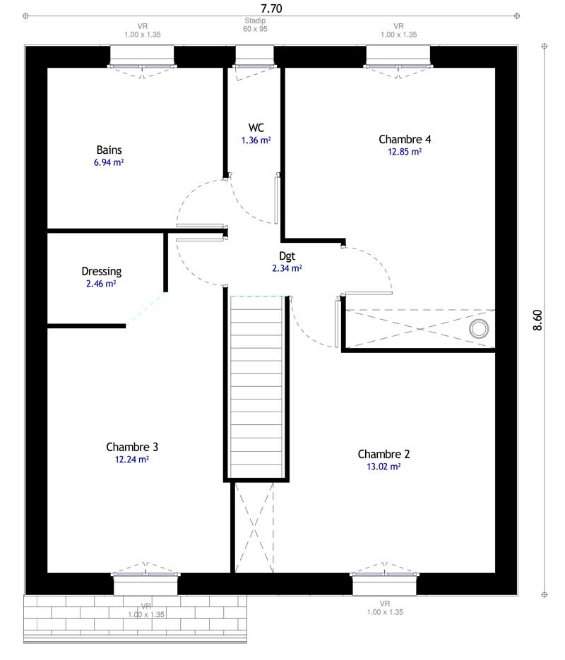 plan de maison 4 chambres