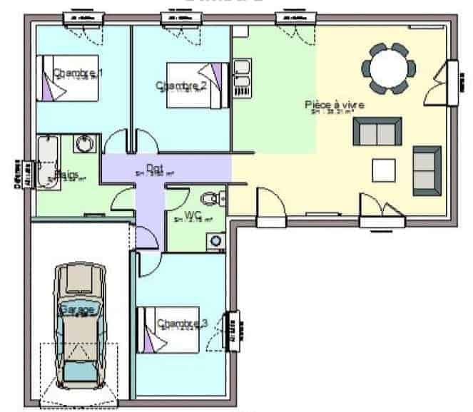 plan de maison 2d pain pied