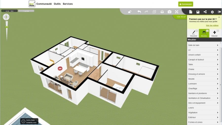 vue 3d de plan de maison kozikaza