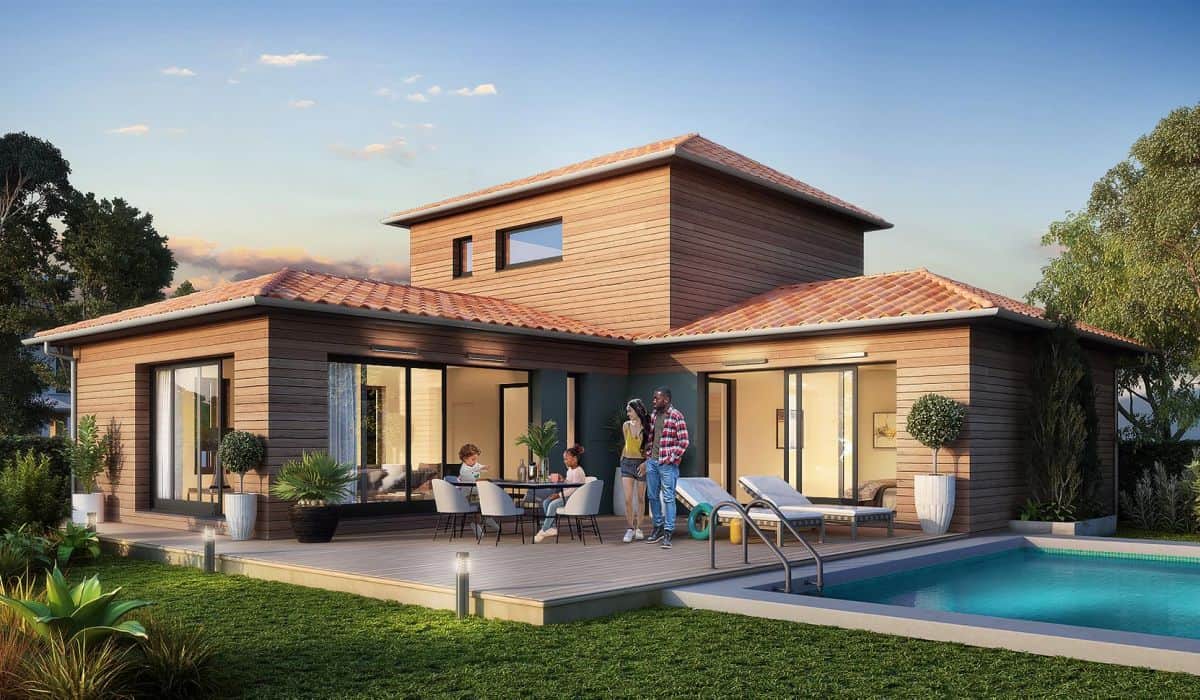 maison contemporaine en bois dans le Nord avec étage et piscine, par Ami Bois