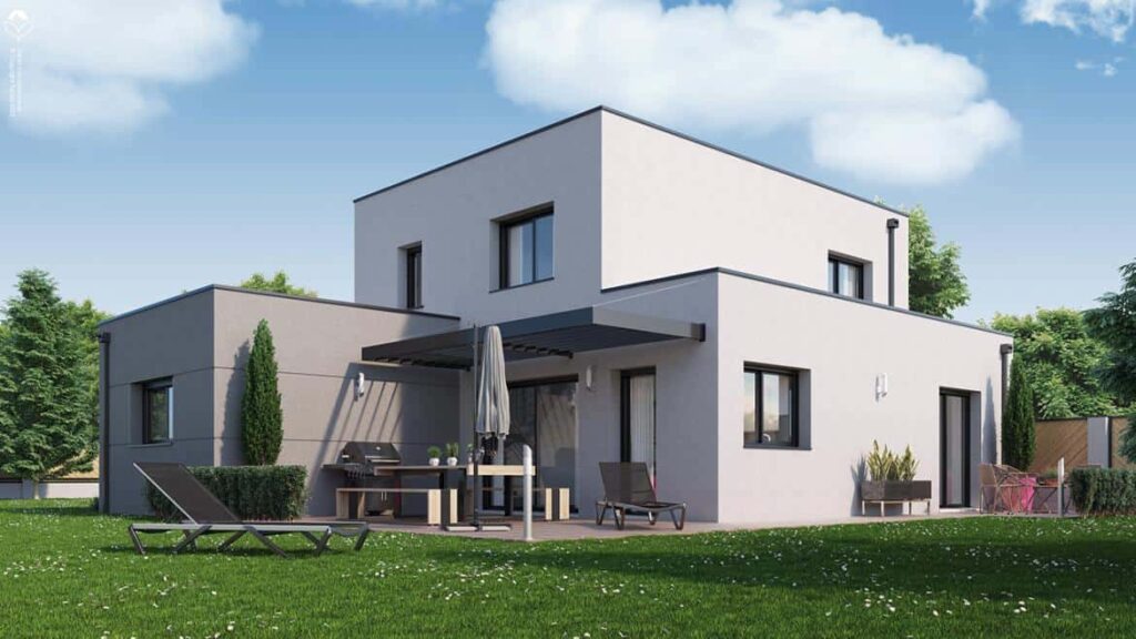 maison cubique à étage dans le 33, par Tanaïs Habitat