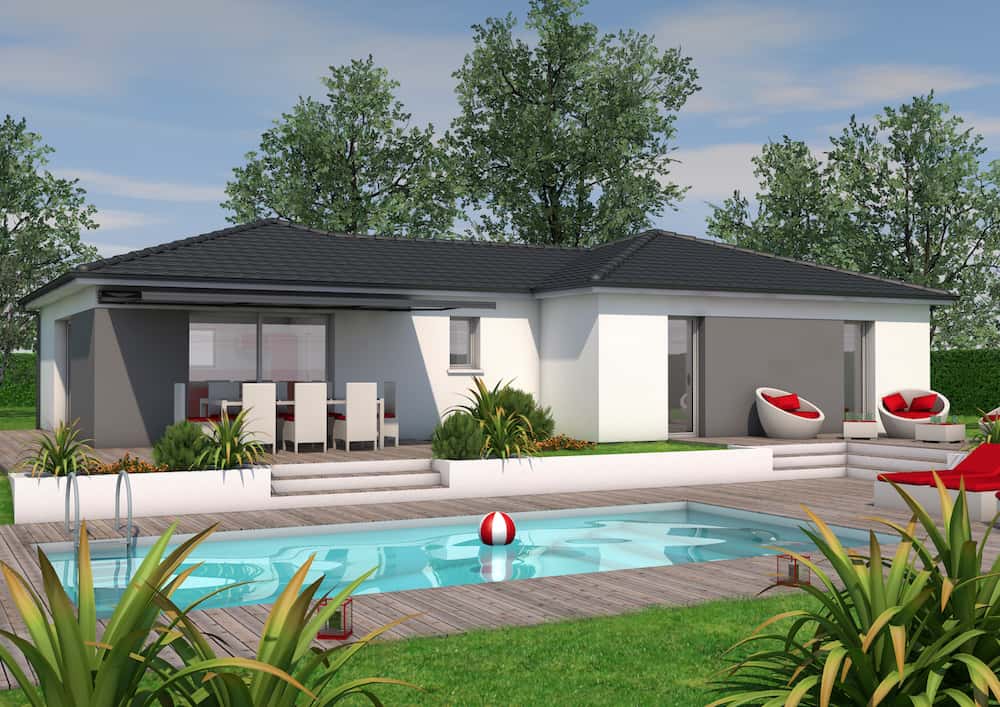 maison traditionnelle de plain-pied avec piscine en Gironde, par Maisons Batisoft
