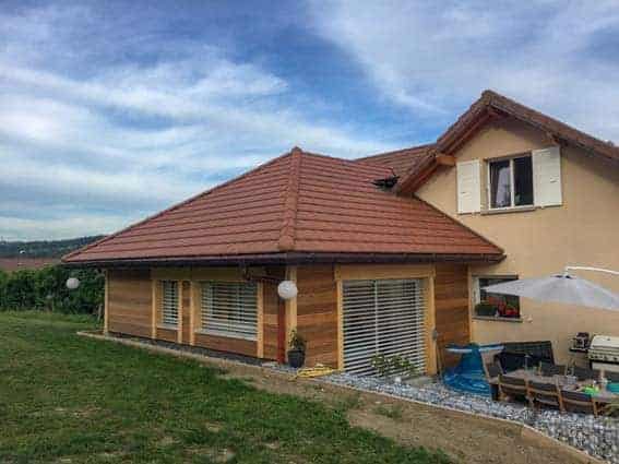 agrandissement maison toiture traditionnelle avec tuiles