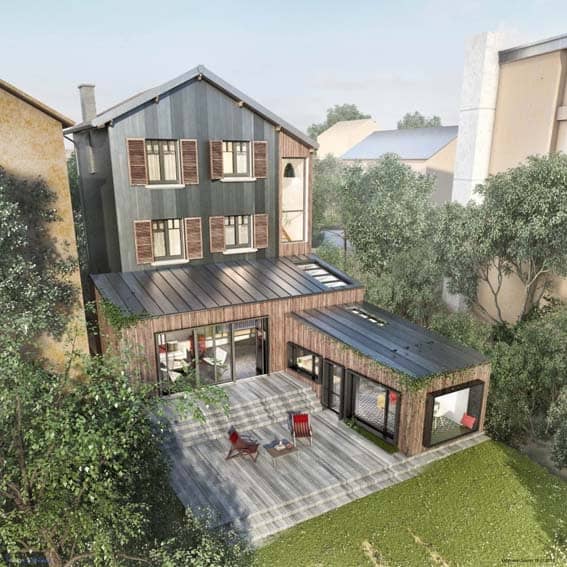 plan extension maison bois