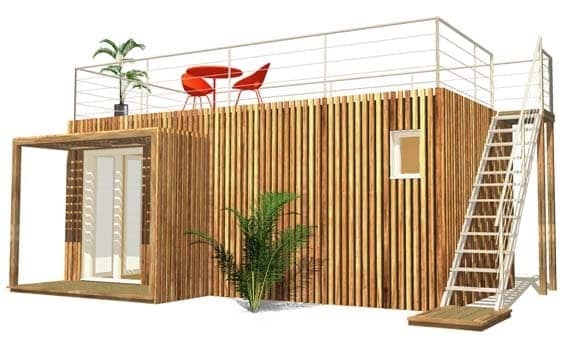 bureau ou un studio de jardin avec terrasse