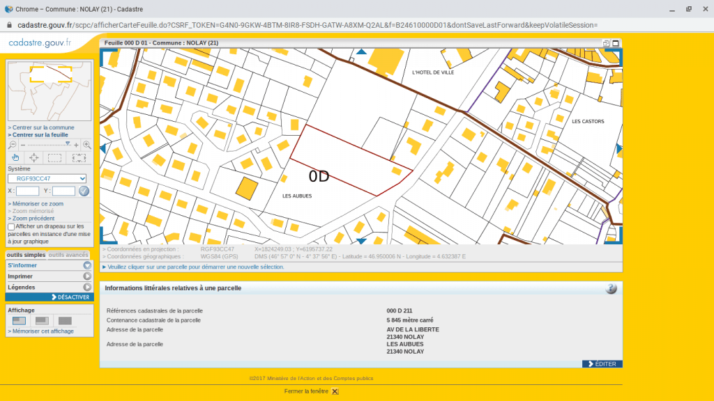 Trouver les références cadastrales d'un terrain