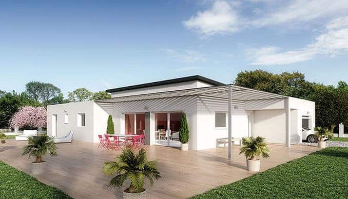 maison neuve de plain-pied avec pergola en Seine-Maritime, par Créa Concept