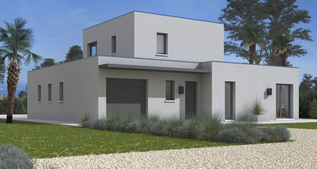 maison cubique à étage dans le 84, par Maisons France Confort