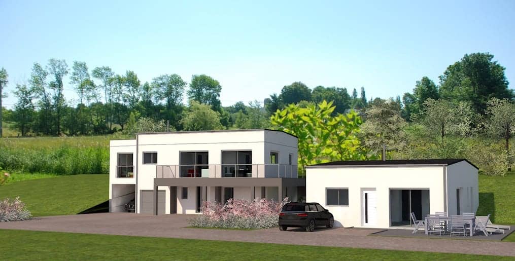 maison moderne à toit plat avec terrasse dans la Manche, par Tradiroc