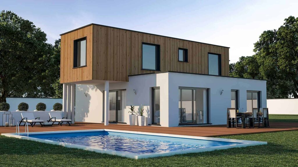 maison cubique avec étage en portafaux, par Maisons de l'Avenir