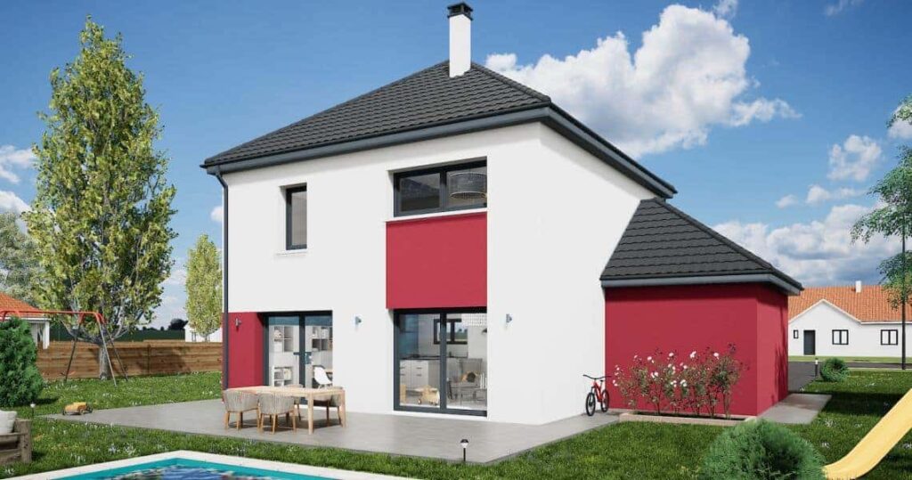 maison contemporaine colorée à étage dans le Loiret, par Maisons Kerbéa