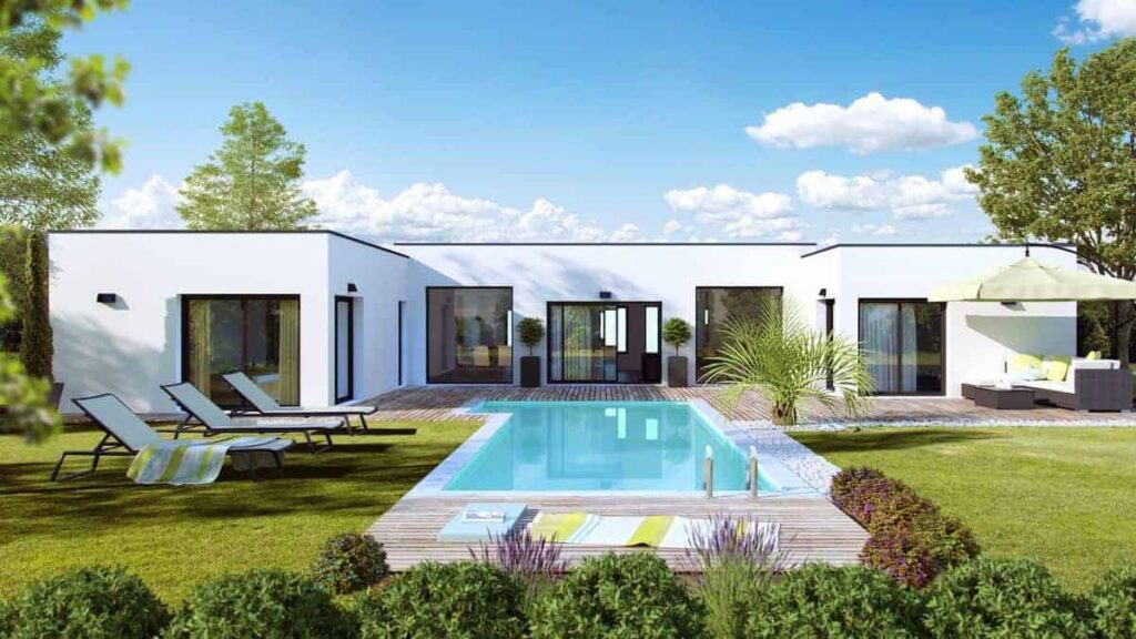 maison cubique avec piscine en Vendée, par Maisons Privat