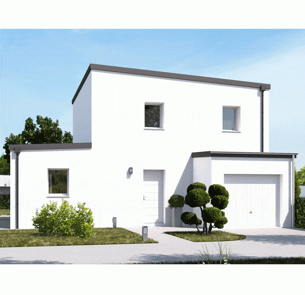 maison cube avec garage en Ille-et-Vilaine, par Maisons Inea