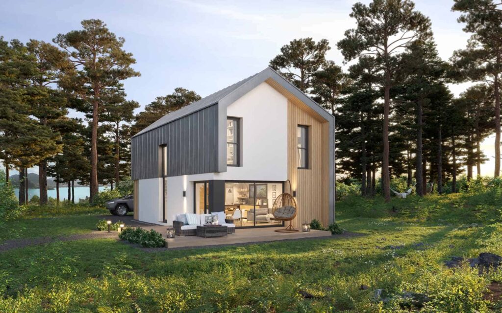 maison en bois avec terrasse en Savoie, par Maisons Oxeo