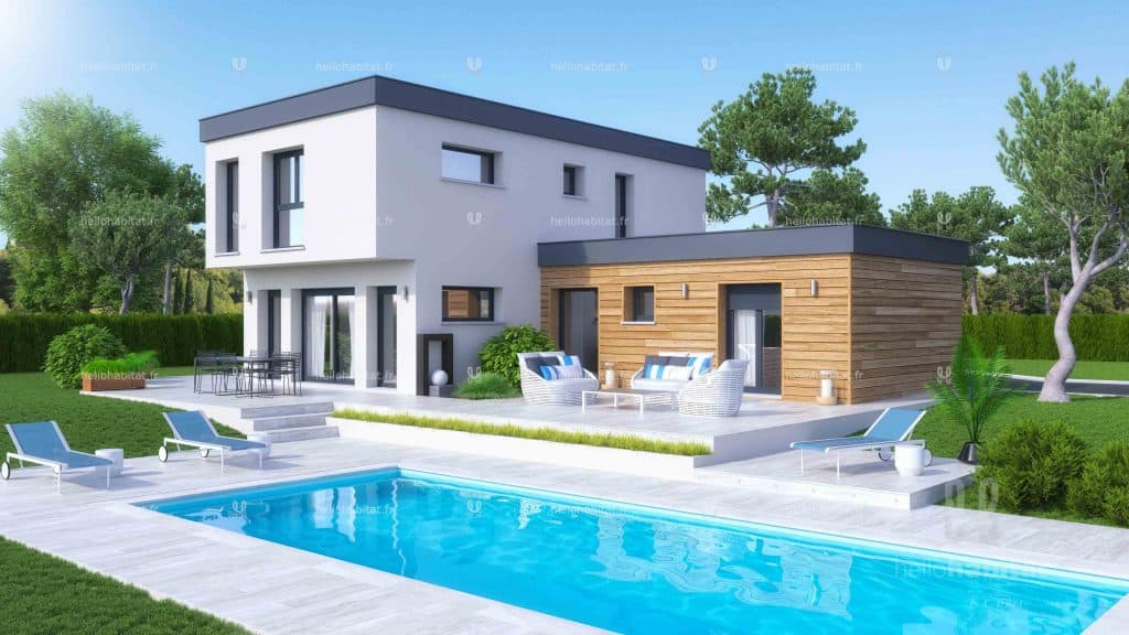 maison cube à toit plat avec piscine dans le 73, par Hello Habitat