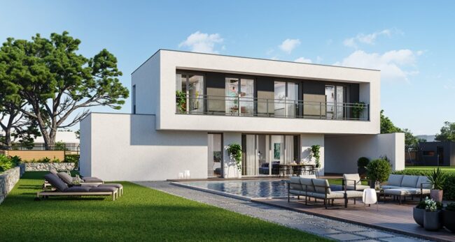 maison moderne avec grandes baies vitrées dans le Doubs, par Maisons France Confort