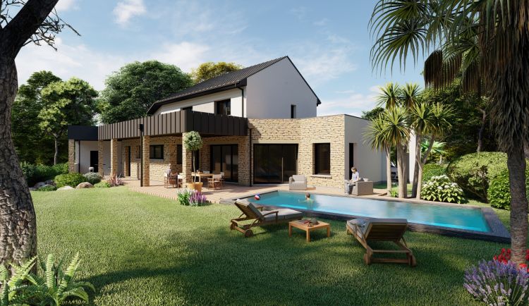 maison contemporaine avec piscine dans la Manche, par Maisons Socoren