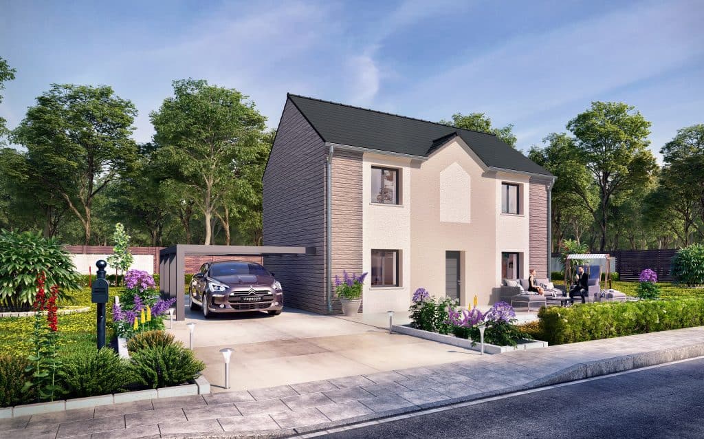 maison contemporaine avec abri voiture dans le Val-de-Marne, par Maison LOL