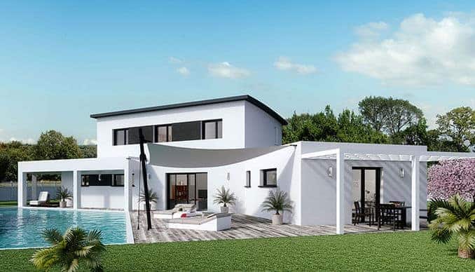 maison à toit plat avec piscine dans le 27, par Créa Concept
