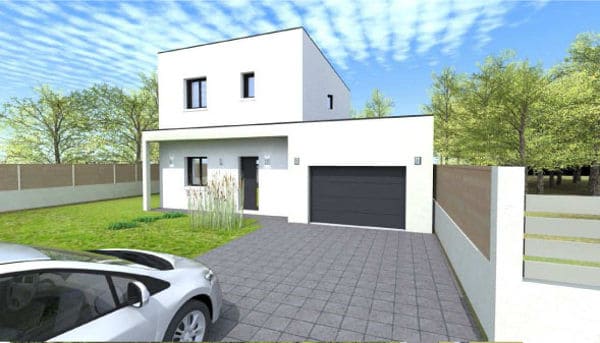 maison cubique avec garage dans la Marne, par Maisons Arlogis Reims