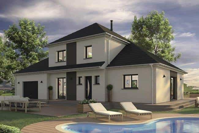 maison contemporaine à étage avec piscine dans l'Eure, par Maisons Extraco
