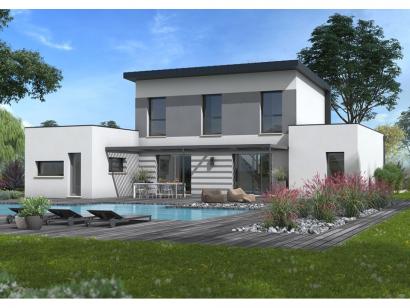 maison contemporaine en U avec piscine dans l'Essonne, par Maisons Balency