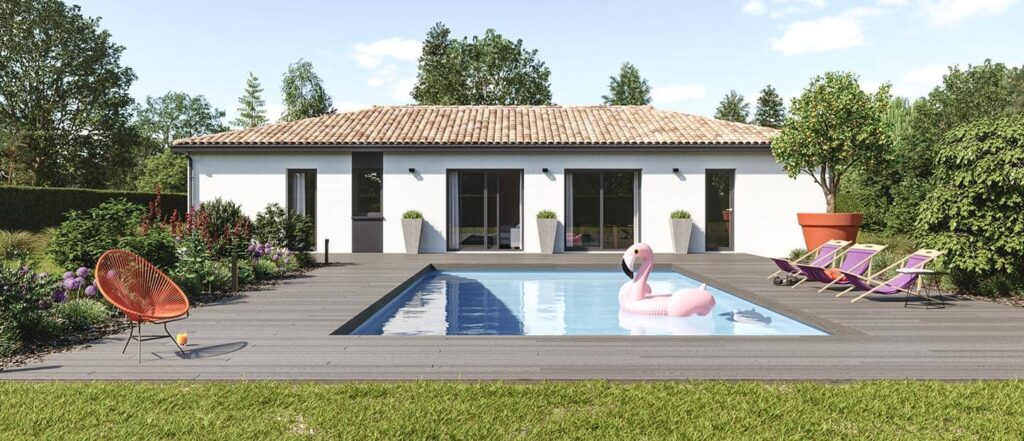 maison en U de plain-pied avec piscine en Dordogne, par Construction Horizontale