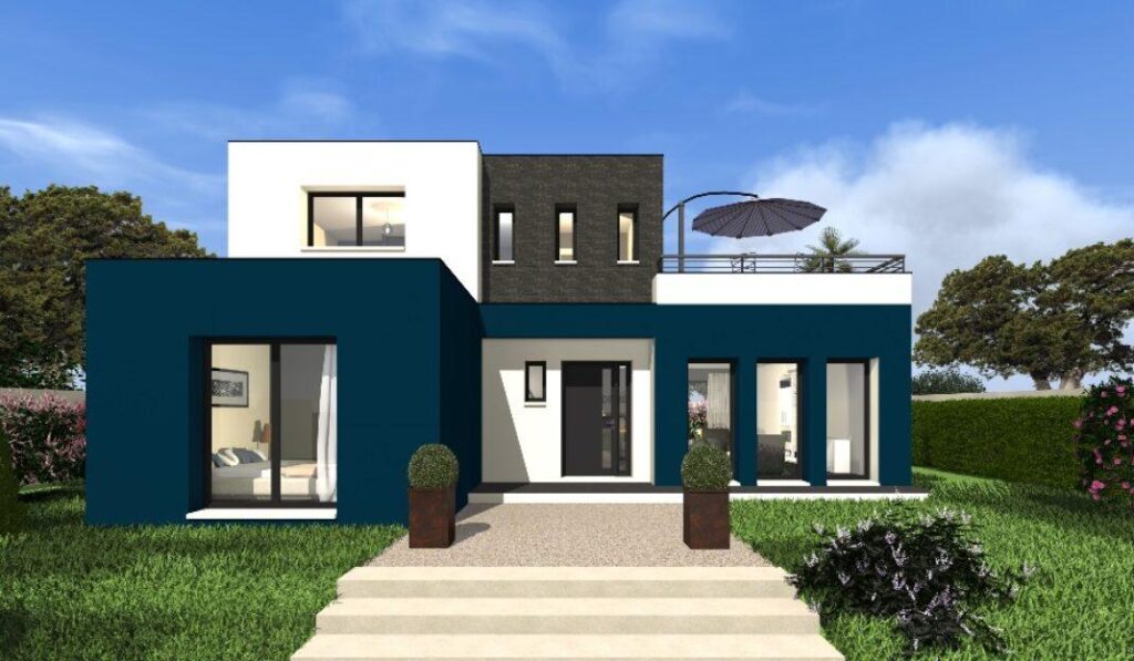 maison cubique à étage dans le 94, par le constructeur Maisons Berval