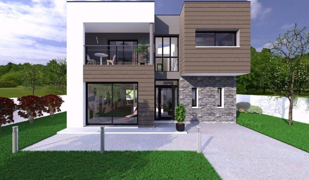 maison contemporaine cubique à étage dans les Hauts-de-Seine, par Maisons Berval