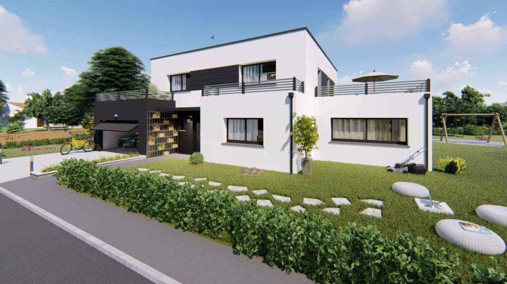 maison cubique avec garage dans les Vosges, par Maison Alsebat