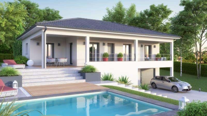 maison sur sous-sol avec piscine en Ardèche, par la Maison des Compagnons