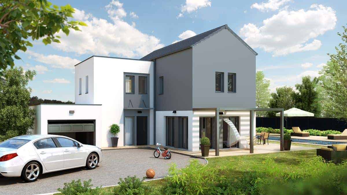 maison contemporaine &agrave; &eacute;tage avec terrasse couverte dans l'Aube, par Maisons Babeau Seguin