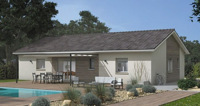 maison de plain pied avec pergola et piscine dans l'Aveyron, par Maisons France Confort