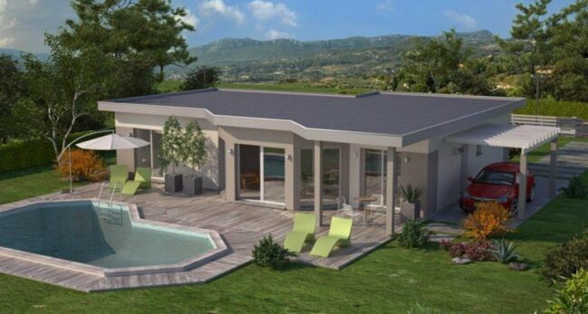 maison contemporaine avec piscine et toit plat dans le Lot-et-Garonne, par Maisons France Confort