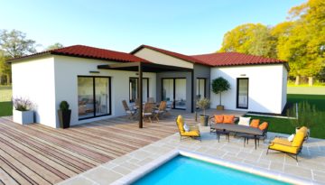 maison contemporaine de plain-pied avec piscine en Haute-Loire, par Maisons JBM